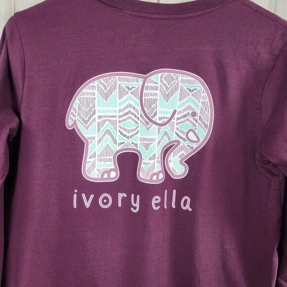 Ivory Ella Elephant Logo Long Sleeve T-Shirt Purple Size Medium - Picture 6 of 8